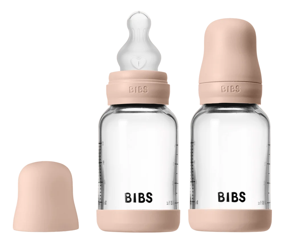 BIBS Glass Baby Bottle Round Silicone 120 ml Slow Flow Blush – 2 stk. v:2056763 BIBS Glass Baby Bottle Round Silicone 120 ml Slow Flow Blush – 2 stk. v:2056763