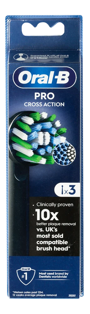 Oral-B Cross Action Børstehoder Svart – 3 stk. v:6513578