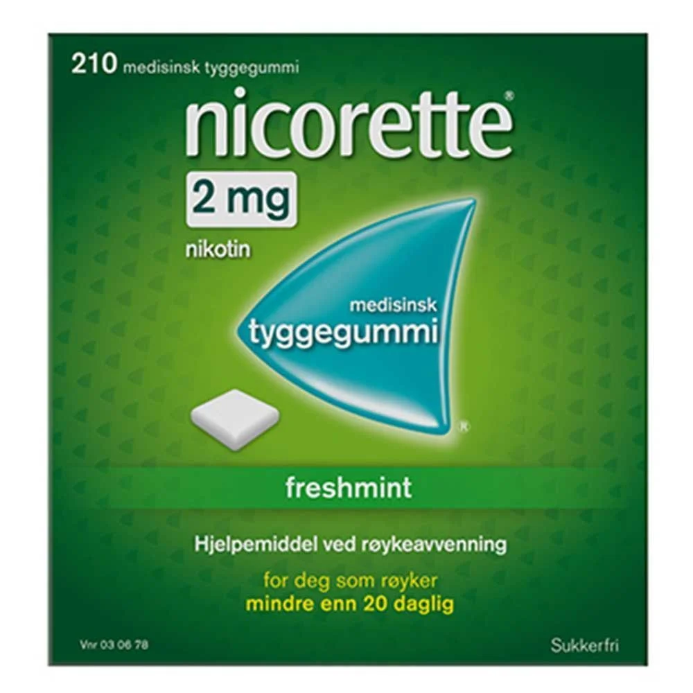 Nicorette tyggegummi 2mg freshmint – 210 stk v:4462280