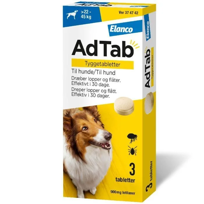 AdTab 900mg tyggetabletter hund (XL) – 3 stk v:9411308 AdTab 900mg tyggetabletter hund (XL) – 3 stk v:9411308