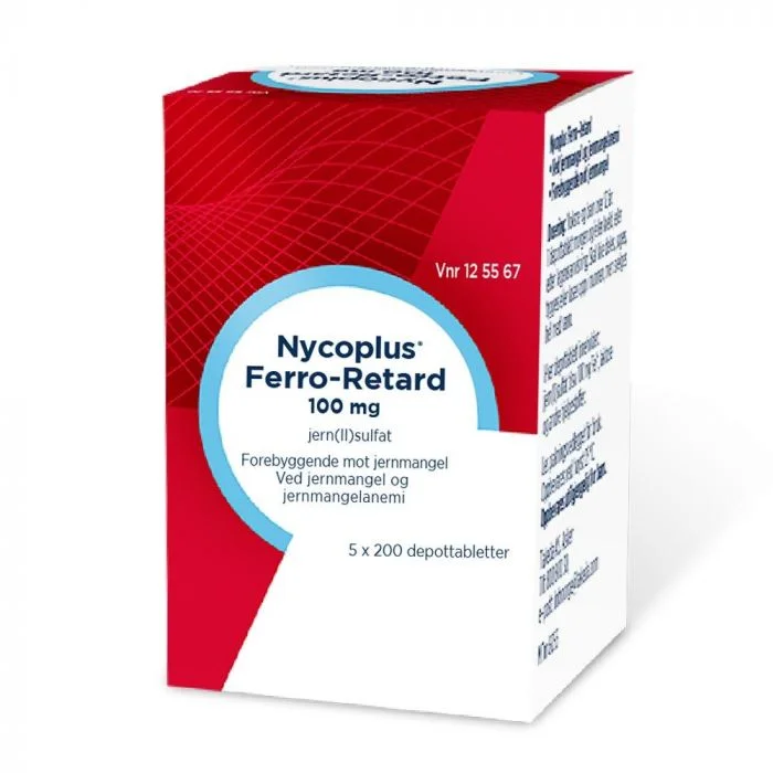 Nycoplus Ferro-Retard 100 mg depottabletter 5×200 stk v:8394937 Nycoplus Ferro-Retard 100 mg depottabletter 5×200 stk v:8394937