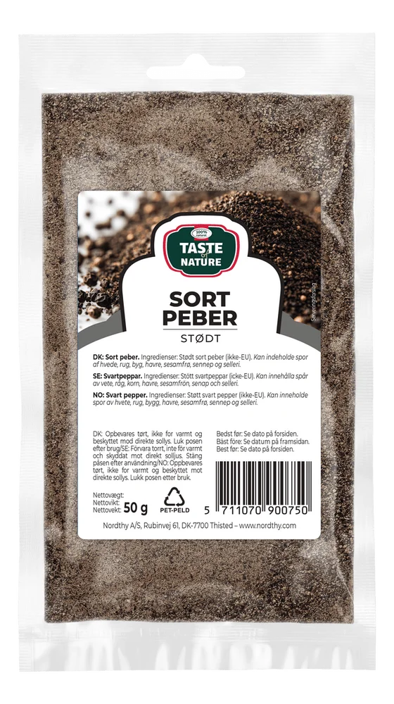 Taste of Nature Svart Pepper malt – 50 g. v:7121634 Taste of Nature Svart Pepper malt – 50 g. v:7121634