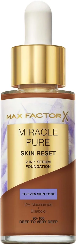 Max Factor Miracle Pure 2in1 Skin Reset Serum Foundation 95-100 Deep to Very Deep v:9416316
