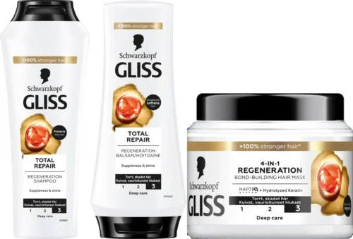Schwarzkopf Gliss Total Repair Bundle Shampoo 250 ml & Conditioner 200 ml & Hair Mask 400 ml v:6292095