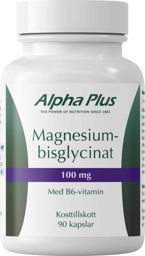 Alpha Plus Magnesiumbisglycinat 100 mg 90 stk v:7144939 Alpha Plus Magnesiumbisglycinat 100 mg 90 stk v:7144939