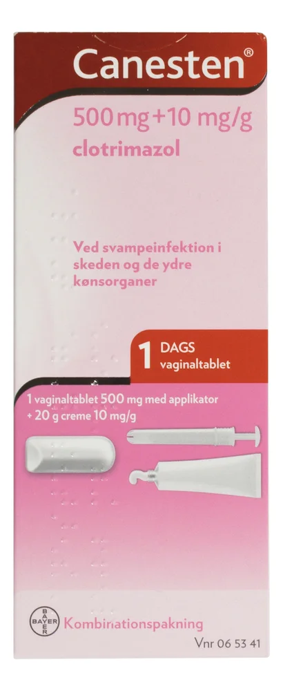 Canesten vaginaltablett 500 mg + krem 1 % v:3251566 Canesten vaginaltablett 500 mg + krem 1 % v:3251566