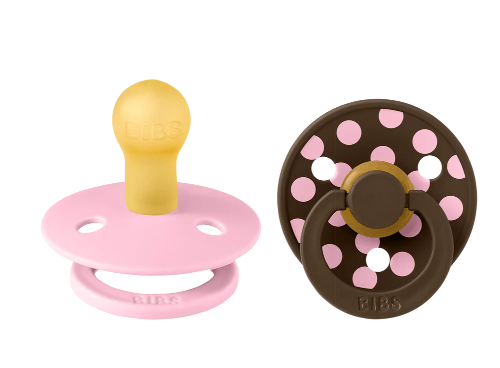 BIBS Pacifier Studio Colour Latex Polka Str. 1 Baby Pink/Mocha - 2 stk. v:6559238
