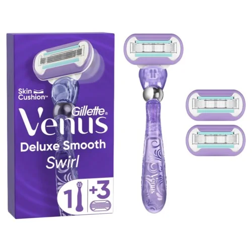 Gillette Venus Deluxe Smooth Swirl Razor 3 razor blade refills v:9716092