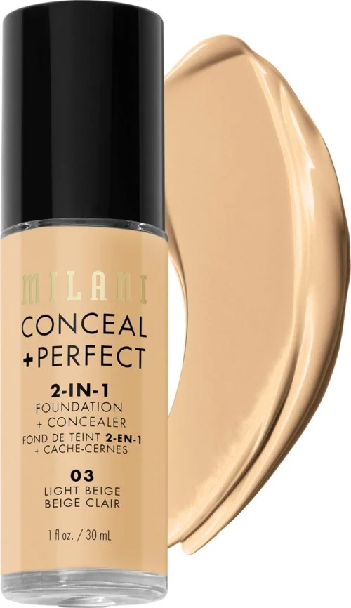 Milani Conceal & Perfect Liquid Foundation Light Beige v:9499517 Milani Conceal & Perfect Liquid Foundation Light Beige v:9499517
