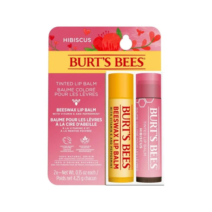 Burts Bees Lip Duo Tinted Lip Balm Hibiscus + Lip Balm Beeswax Blister v:4242268