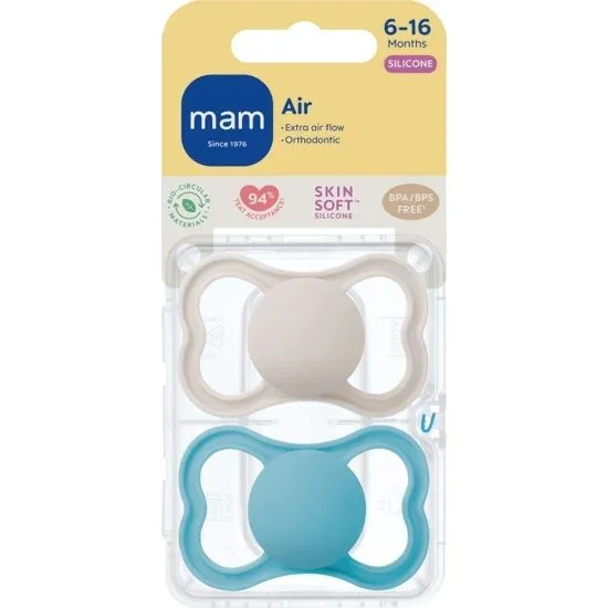 MAM Air smokk silikon 6-16 mnd blå 2 stk v:8518787 MAM Air smokk silikon 6-16 mnd blå 2 stk v:8518787