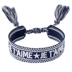 DARK Woven Friendship Bracelet Je T’aime Navy Blue v:2973761 DARK Woven Friendship Bracelet Je T’aime Navy Blue v:2973761