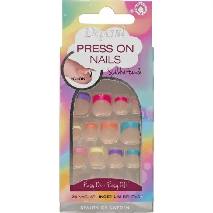 Depend Press On Nails Colourful French v:4879847