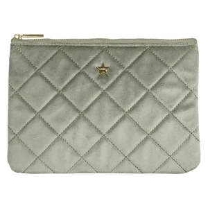 DARK Velvet Quilted Small Pouch Milieu Green v:2498848