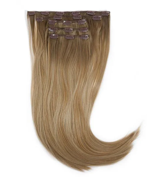 Rapunzel of Sweden Vegan Clip-ins Straight / Medium Volume / 5 pieces 50 cm Brown Ash Blonde Balayage B5.1/7.4 v:5702575