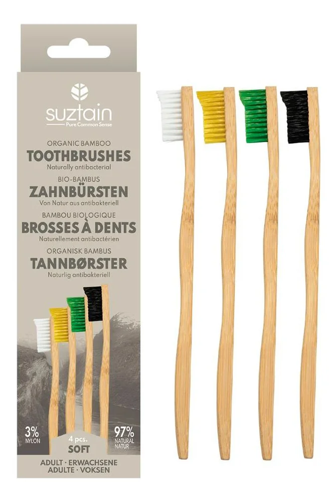 Suztain 4 x tannbørster voksen soft – 4 stk. v:7160591