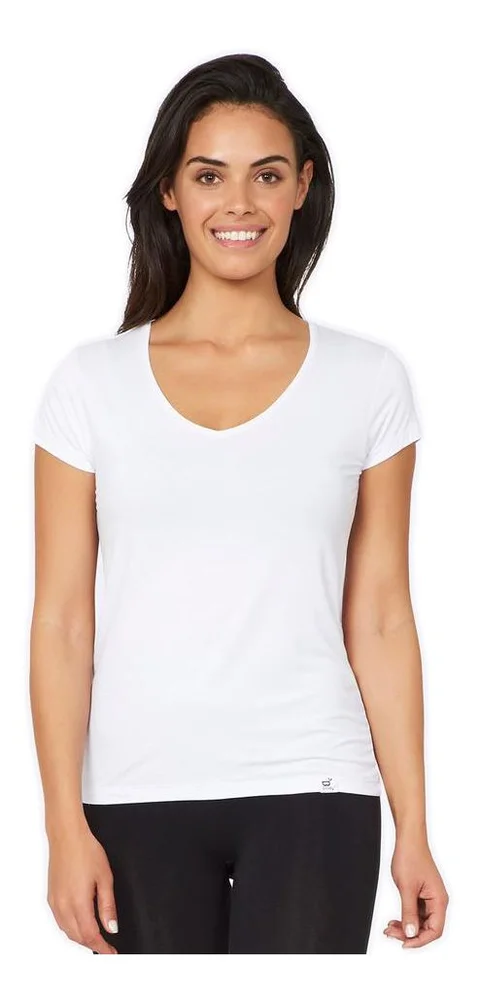 Boody Women’s V-Neck T-Shirt, hvit v:1319085