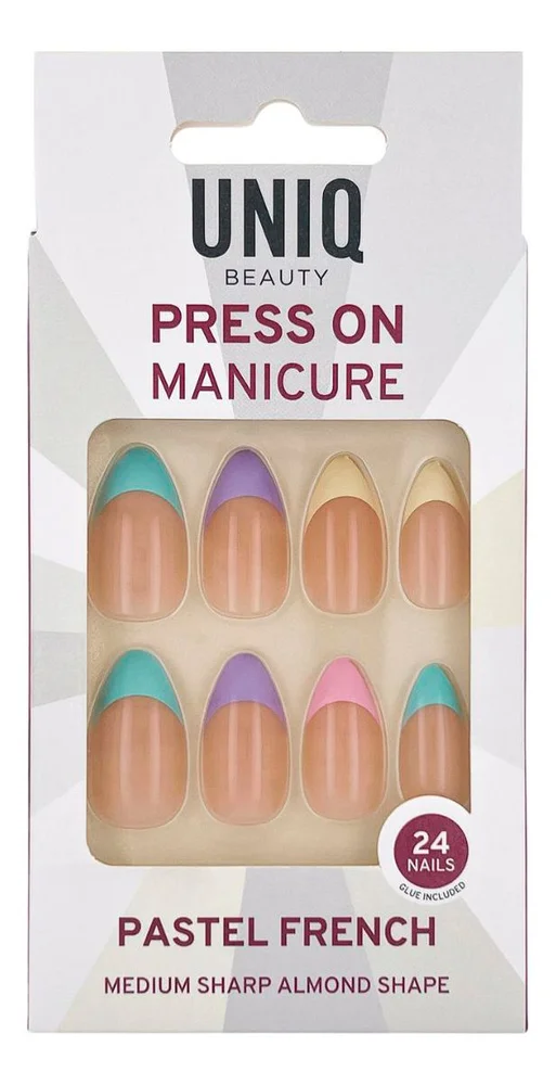 UNIQ Press-On Negler med Lim – Pastel French – 24 stk. v:9462494 UNIQ Press-On Negler med Lim – Pastel French – 24 stk. v:9462494