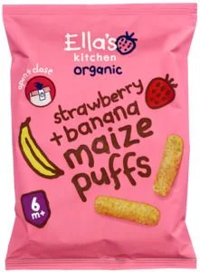 Ella's kitchen Maizepuffs jordbær & banan 20 g v:7770641