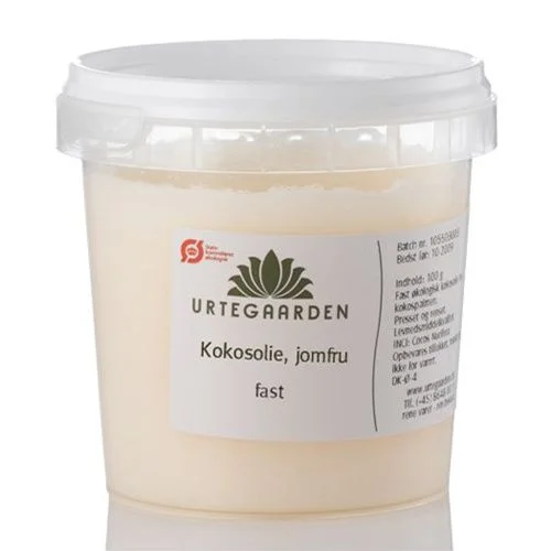 Urtegaarden Økologisk Kokosolje, Jomfru – 100 g v:1350991 Urtegaarden Økologisk Kokosolje, Jomfru – 100 g v:1350991