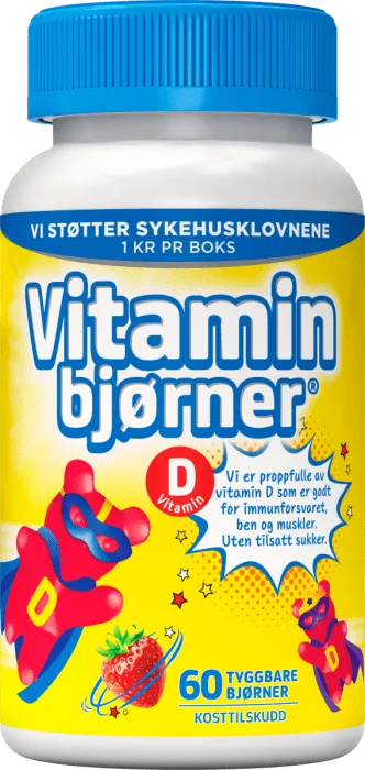 Vitaminbjørner Tyggetabletter D-vitamin jordbær v:3229526