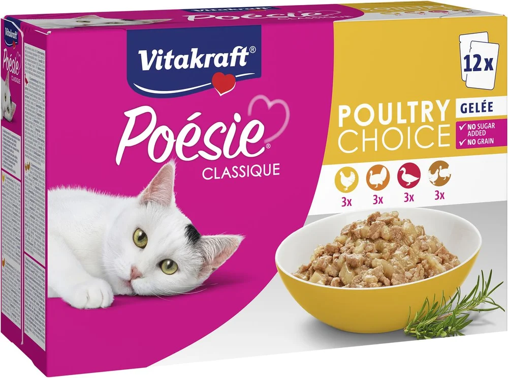Vitakraft Poésie Classique våtmat til katt multipack, gele – 12 stk v:8030031