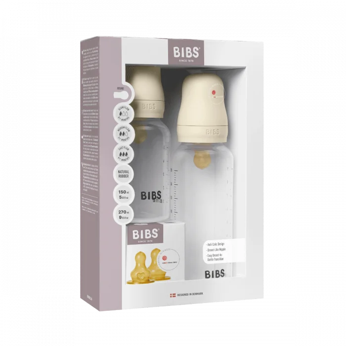 BIBS Grow and Flow Baby Bottle Round Latex Set 150 ml / 270ml Ivory v:3093936