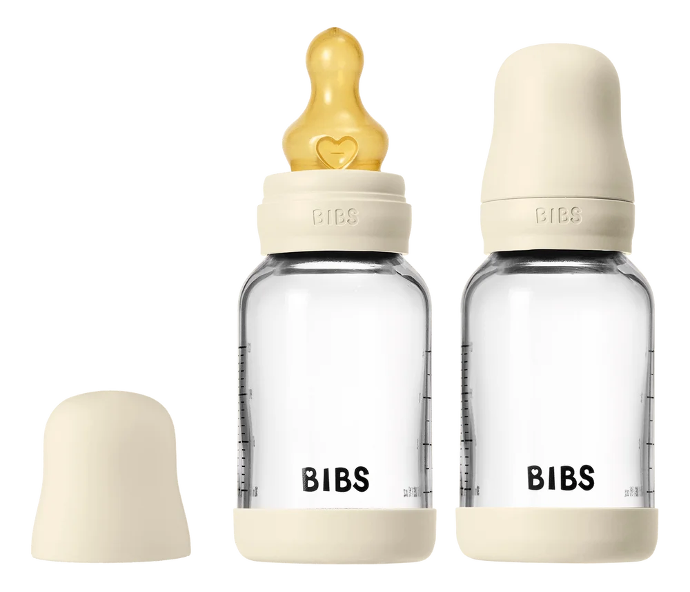 BIBS Glass Baby Bottle Round Latex 120 ml Slow Flow Ivory – 2 stk. v:7050407 BIBS Glass Baby Bottle Round Latex 120 ml Slow Flow Ivory – 2 stk. v:7050407