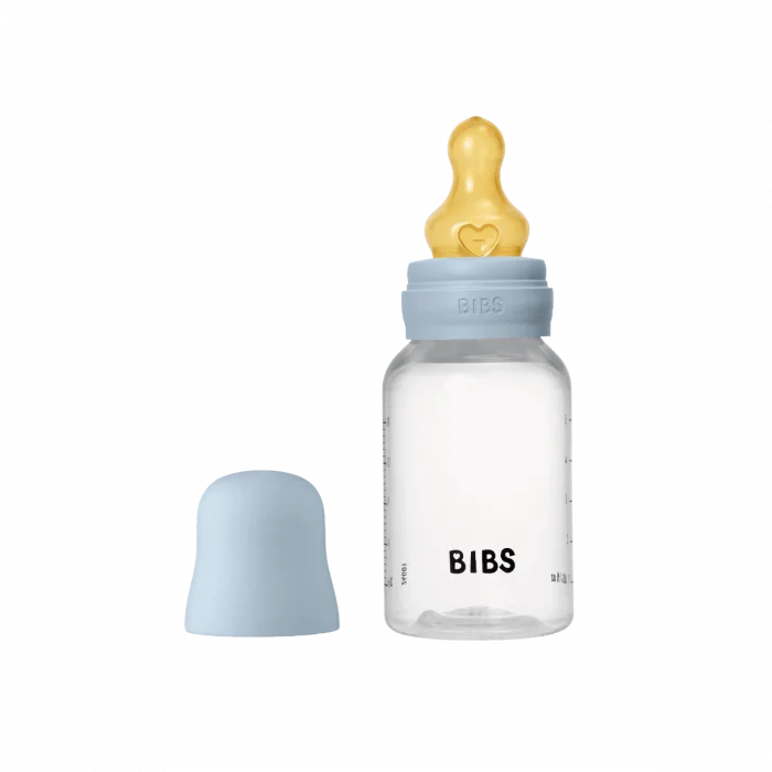 BIBS Baby Bottle Round Latex Slow Flow Baby Blue 150 ml 1 stk v:3488001