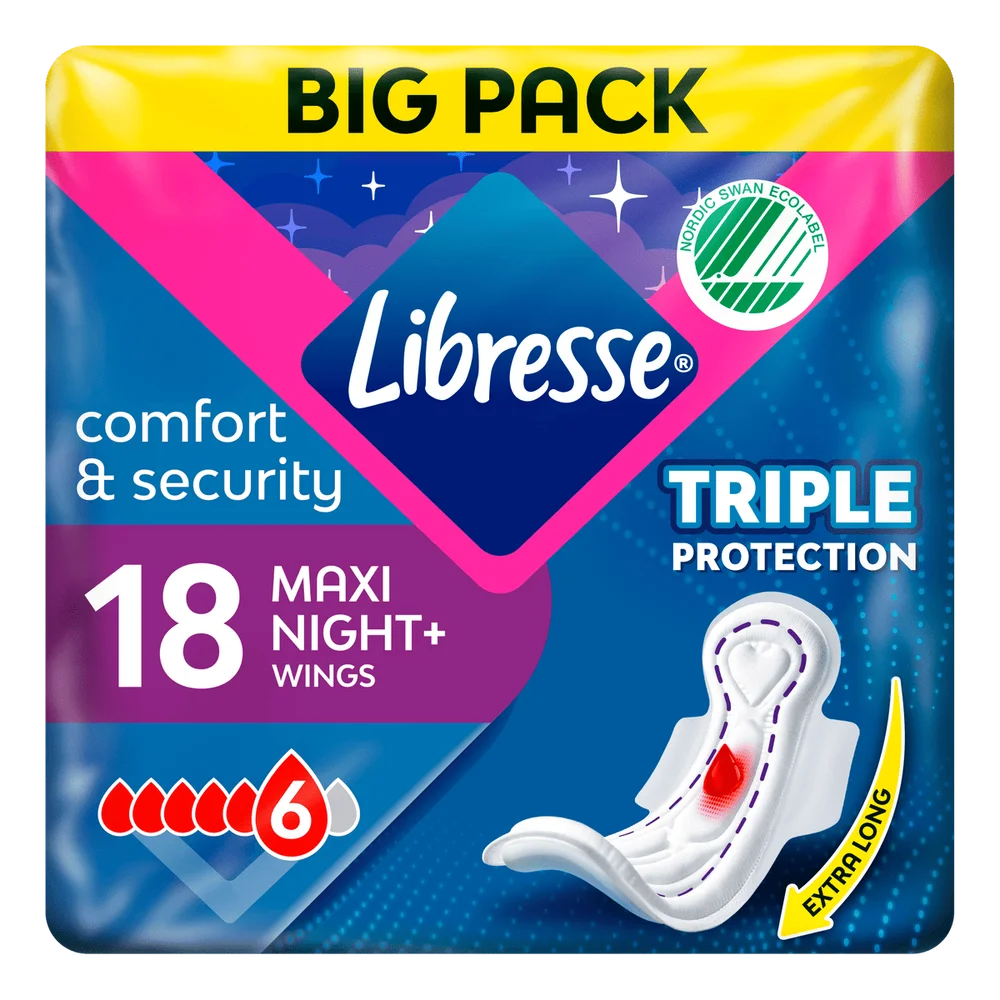 Libresse Maxi Night Wing Big Pack – 18 stk. v:2342660