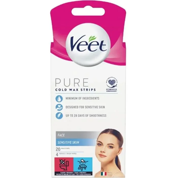Veet Pure Cold Wax Strips Face 20 stk v:8924005