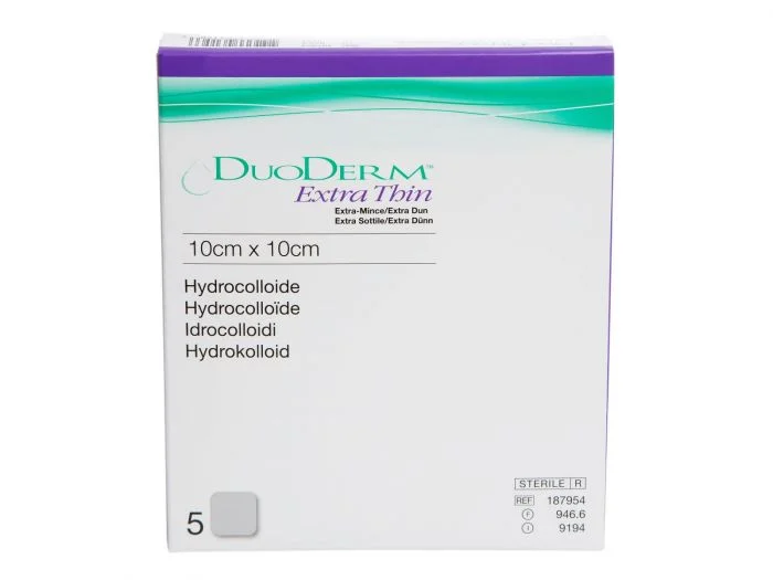 Duoderm Extra Thin hydrokolloid bandasje 10×10 cm 5 stk v:4356957