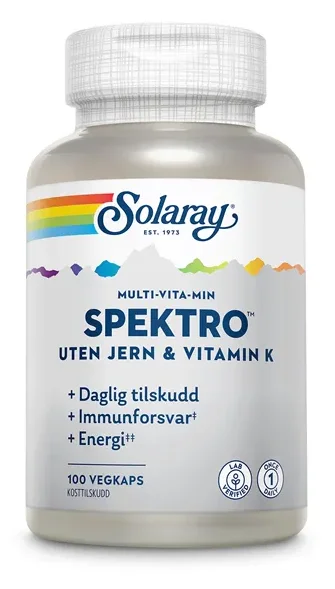 Solaray spektro uten jern & vitamin K 100 kapsler v:1092537
