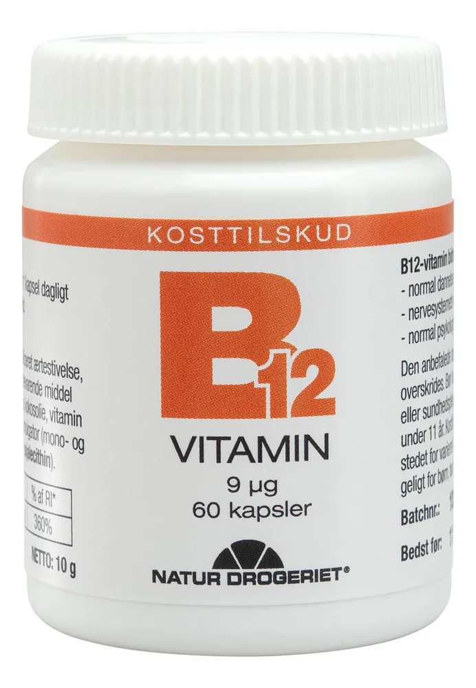Natur-Drogeriet B12 Vitamin 9 mcg – 60 kaps. v:3266106 Natur-Drogeriet B12 Vitamin 9 mcg – 60 kaps. v:3266106