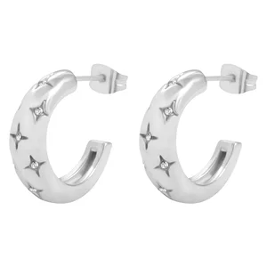 DARK Chunky Star Creole Silver v:4524870 DARK Chunky Star Creole Silver v:4524870