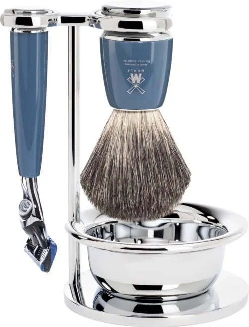 Mühle Rytmo Fusion Shaving Set Pure Badger Resin Petrol Blue v:8195705