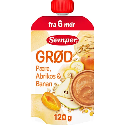 Fruktgrøt med pære, aprikos og banan fra 6 mnd. v:1387447