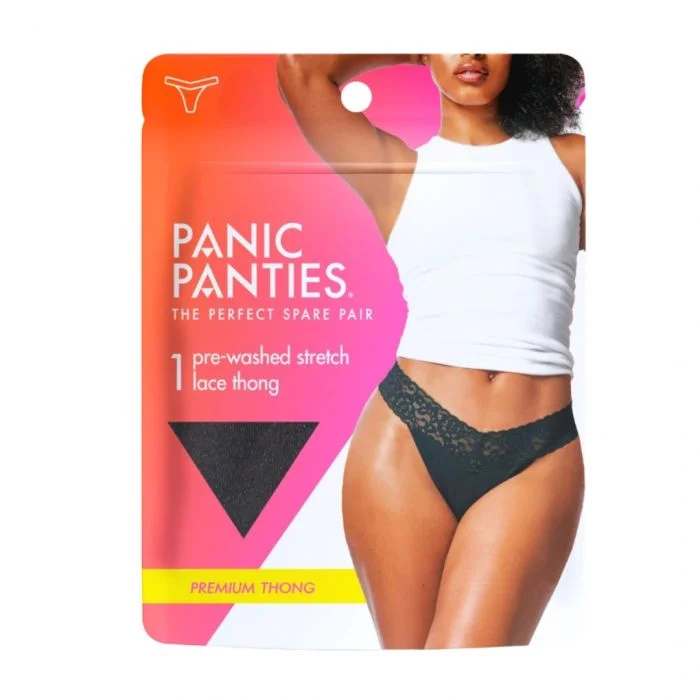 Panic Panties Essential Stretch Lace Thong Black Str. S/M 1 stk v:5714488 Panic Panties Essential Stretch Lace Thong Black Str. S/M 1 stk v:5714488