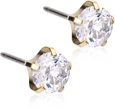 Blomdahl Golden Titanium Tiffany Precious, CZ White 6 mm v:4292944 Blomdahl Golden Titanium Tiffany Precious, CZ White 6 mm v:4292944