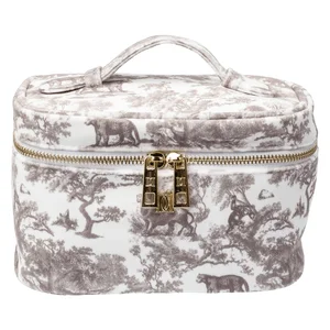 DARK Velvet Vanity Bag Small Warm Taupe Savannah Pattern v:9522456