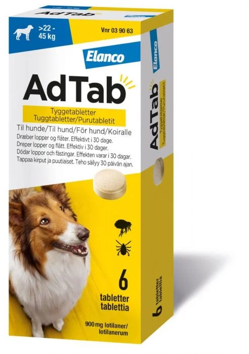 AdTab vet tyggetablett 900 mg til hund 6 stk v:3192515 AdTab vet tyggetablett 900 mg til hund 6 stk v:3192515