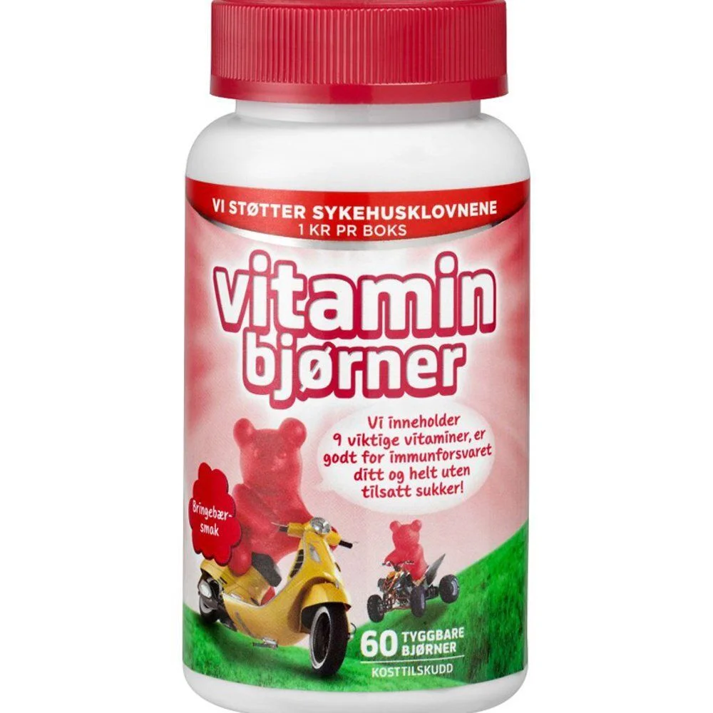 Vitaminbjørner Tyggetabletter bringebær v:8037374