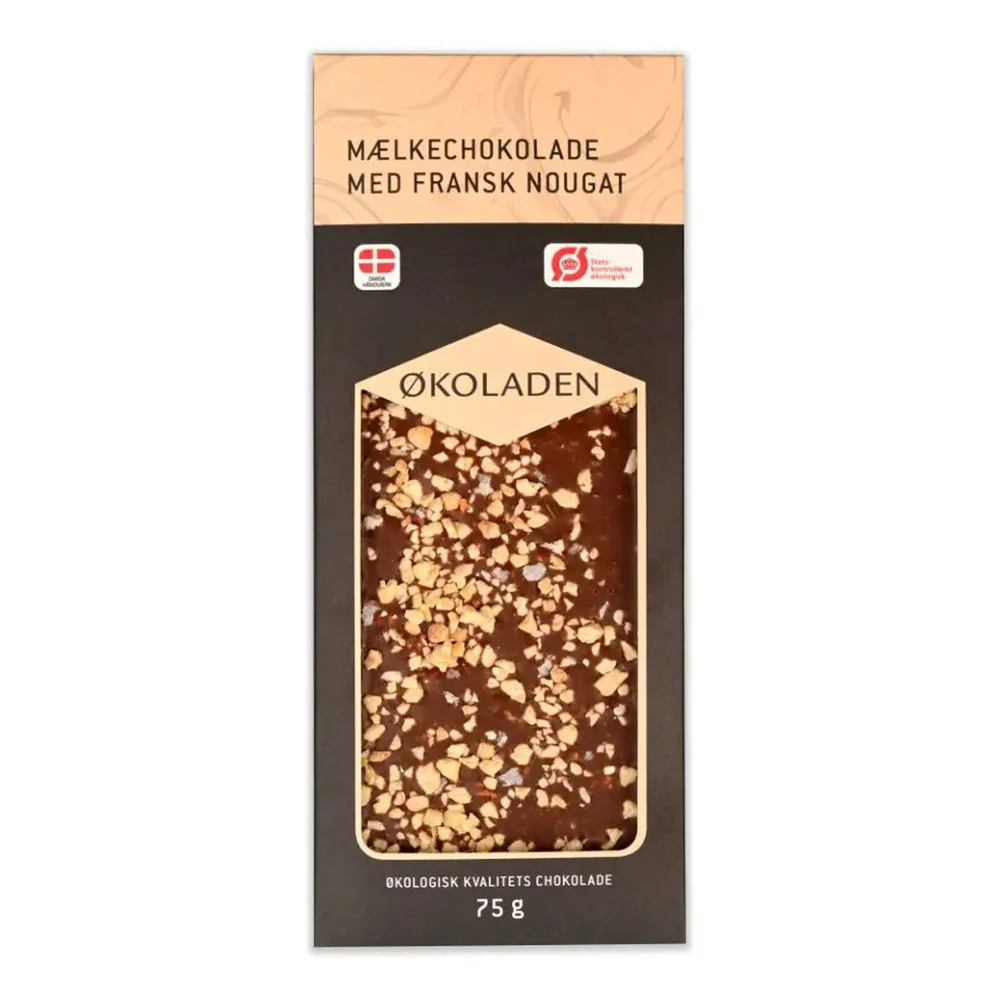 Økoladen Melkesjokolade med fransk nougat Ø – 75 g v:4662149 Økoladen Melkesjokolade med fransk nougat Ø – 75 g v:4662149