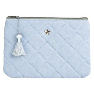 DARK Terry Quilted Small Pouch Cool Blue & Milieu Green v:2639416