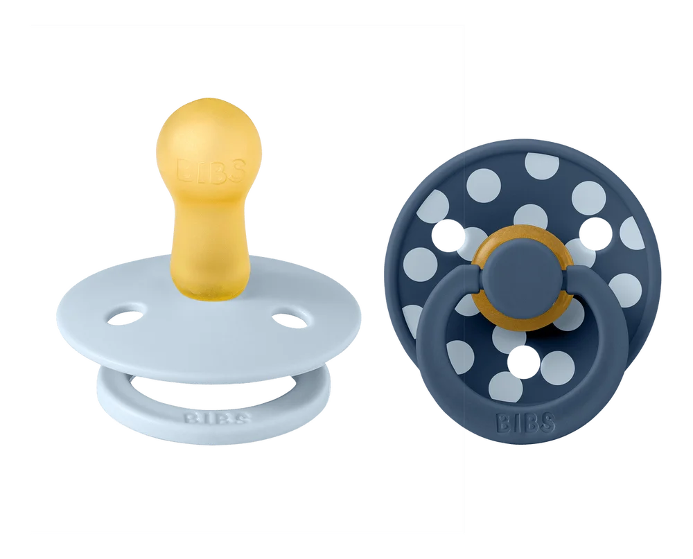BIBS Pacifier Studio Colour Latex Polka Str. 2 Baby Blue/Steel Blue – 2 stk. v:7945255