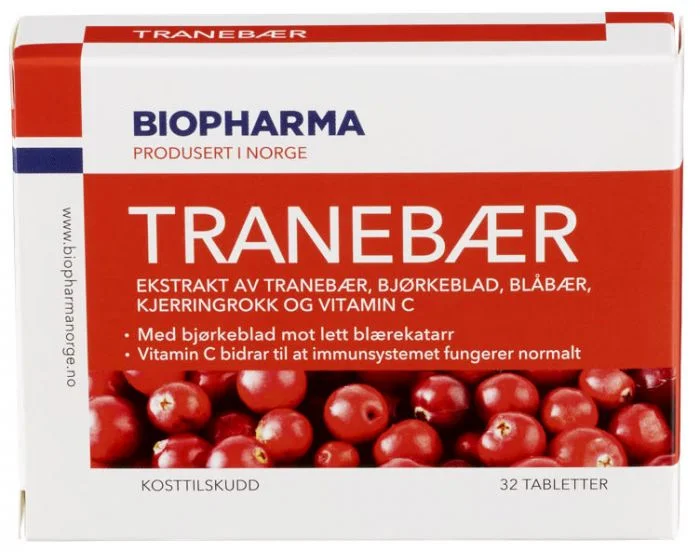 Biopharma Tranebær m/Bjørkeblad 32stk v:5124525 Biopharma Tranebær m/Bjørkeblad 32stk v:5124525