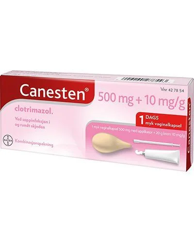 Canesten vaginalkapsel 500 mg + krem 1% v:1541645 Canesten vaginalkapsel 500 mg + krem 1% v:1541645