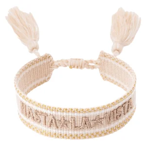 DARKWoven Friendship Bracelet Hasta La Vista Light Sand With Gold v:6556567